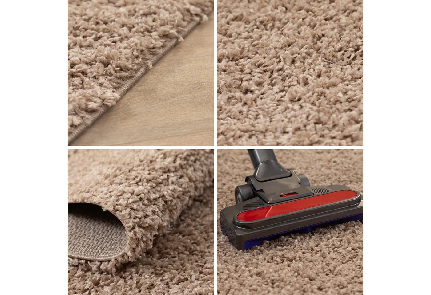 SIMPEX24 Hochflor-Bettumrandung 3-tlg. Beige Unicolor