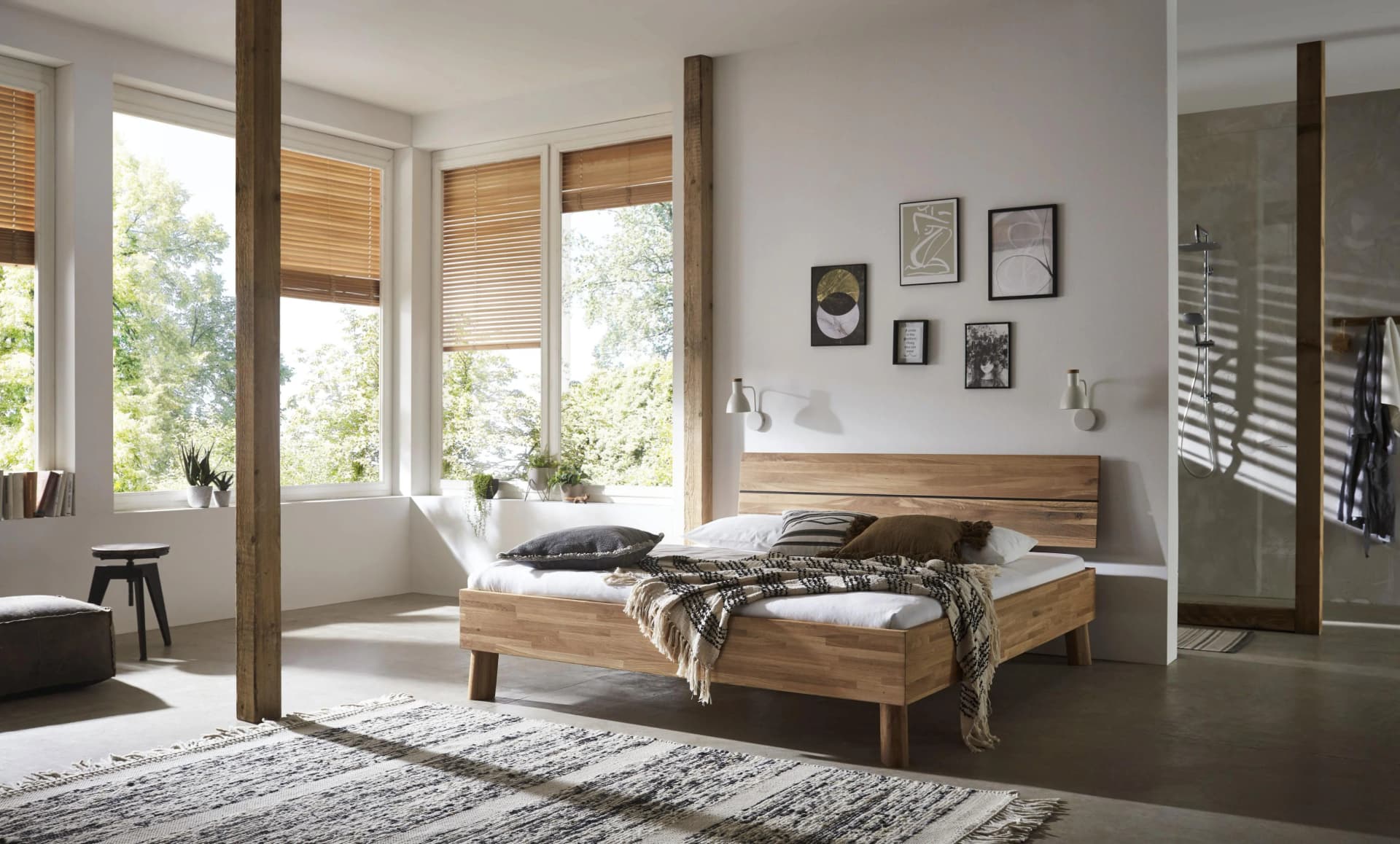 HOME AFFAIRE Chavot I Massivholzbett Wildeiche Braun