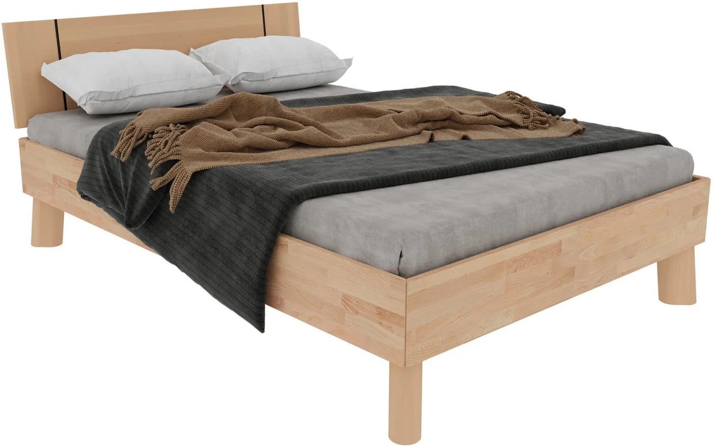 HOME AFFAIRE Chavot II Massivholzbett Kernbuche Beige