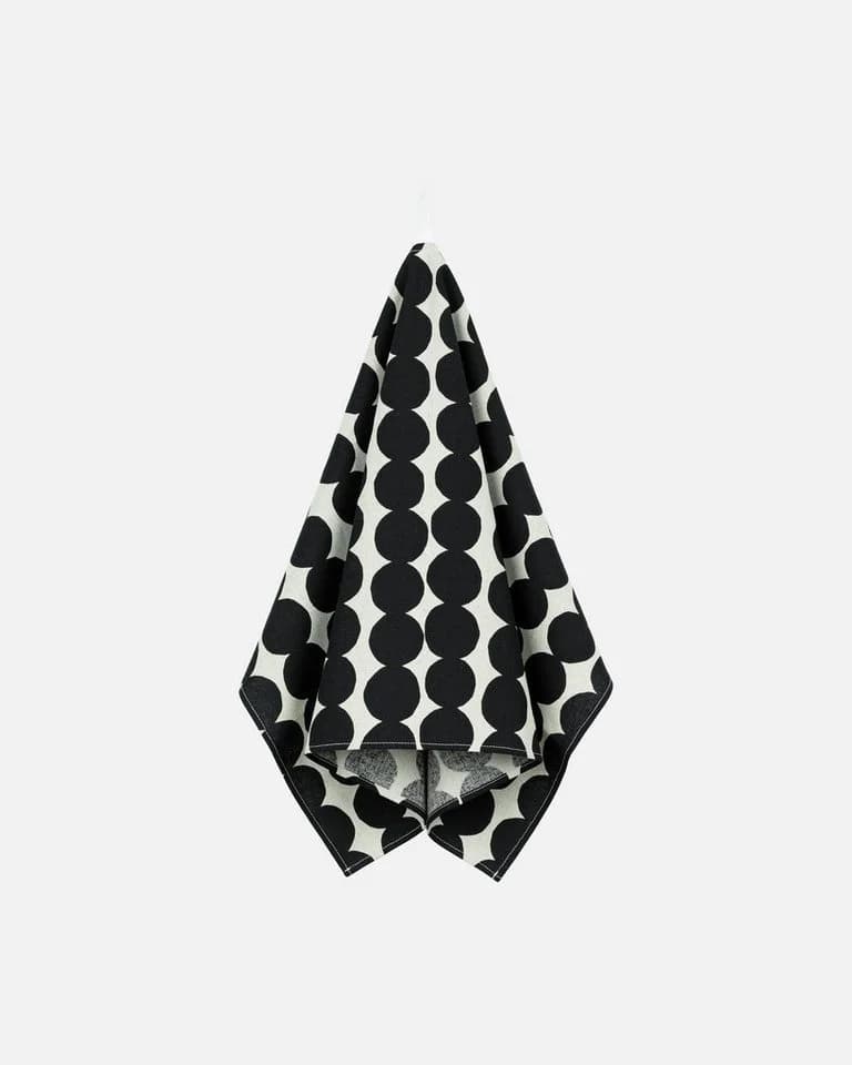 Marimekko Geschirrtuch RÄSYMATTO Leinen Baumwolle Beige/Schwarz
