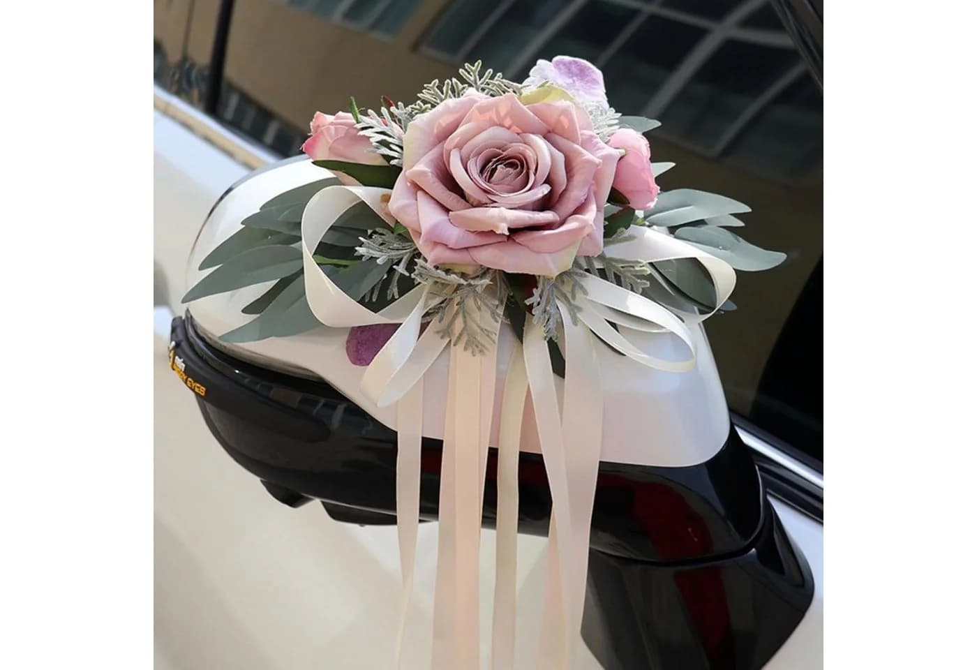 Agger Kunstblume 2 Stück Vintage Rosa für Auto Rückspiegel