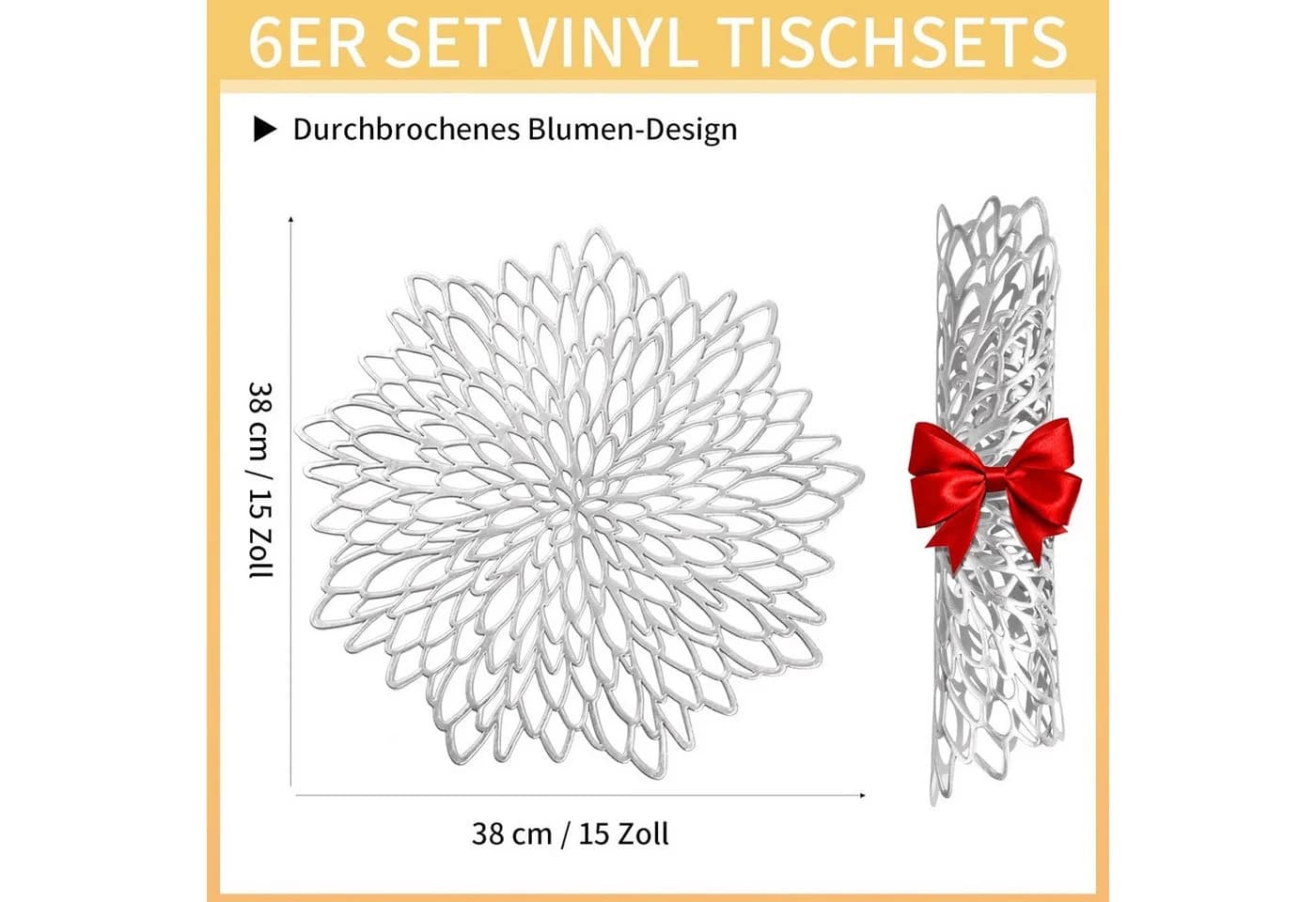 Agger PVC Platzset 38cm Gold Gelb 6er Set Abwaschbar