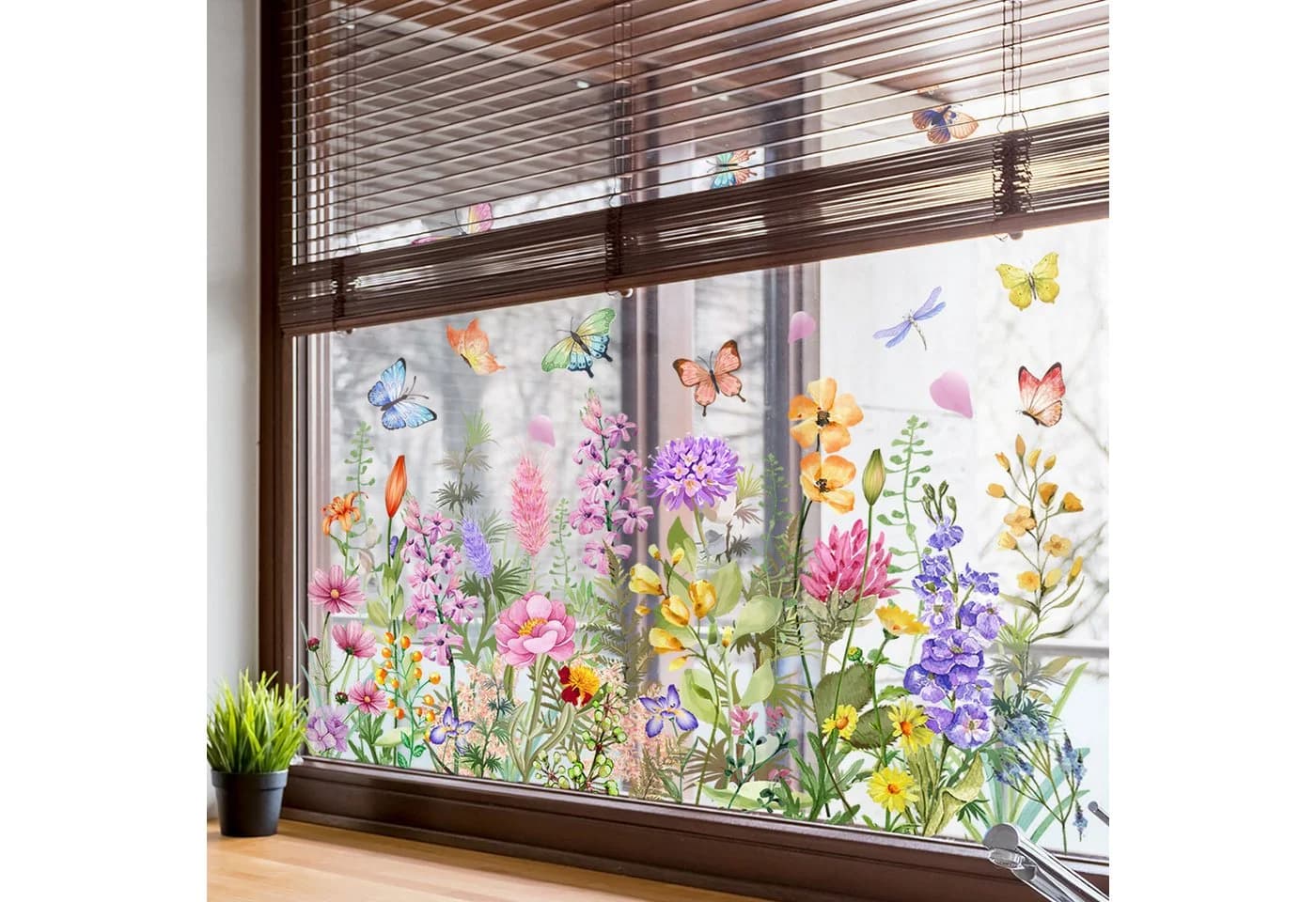 Agger Fensterfolie Blumen Schmetterling Bunt
