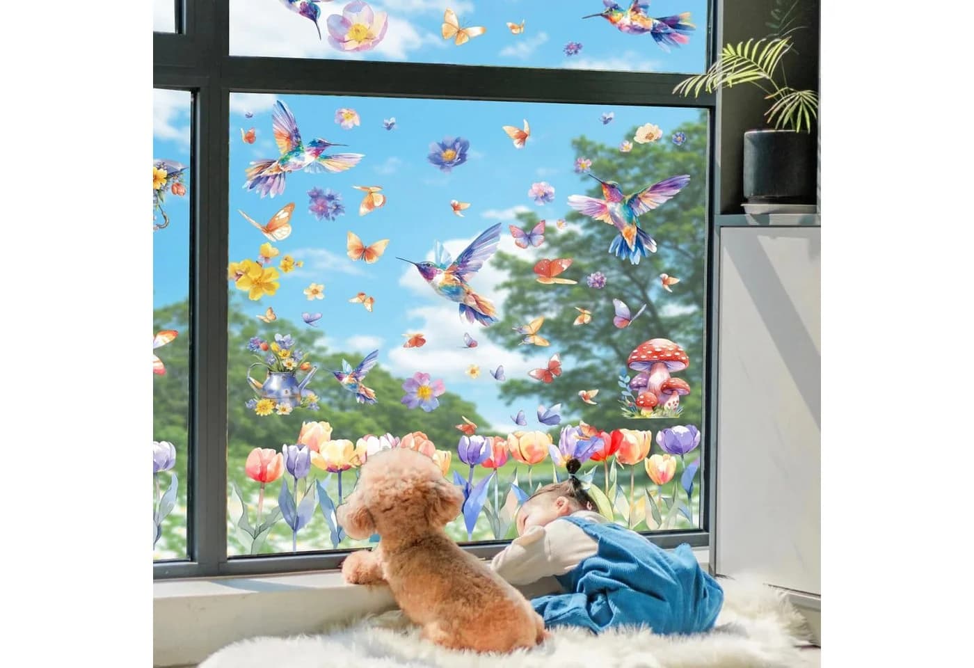 Agger Frühlings-Fensterdekoration 9-tlg. PVC Aufkleber Bunt