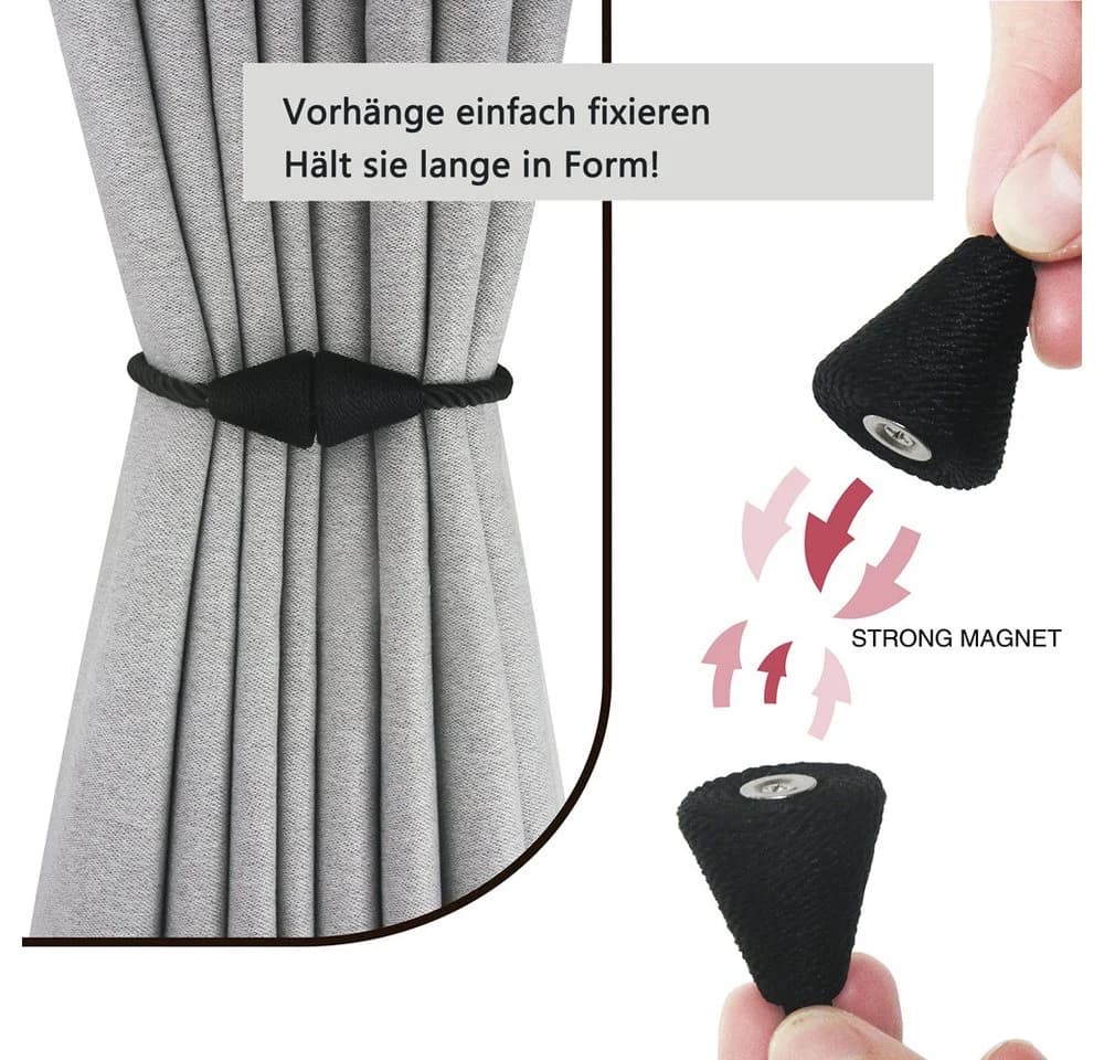 Agger Magnetische Vorhang Raffhalter 2 Stück Schwarz Modern