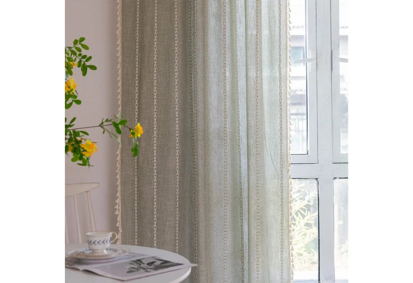 Agger Vorhang Boho-Stil mit Streifenmuster und Fransen
