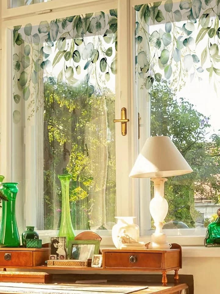 Agger Fenstersticker Grüne Blätter Selbsthaftend Dekorative Fensterfolie