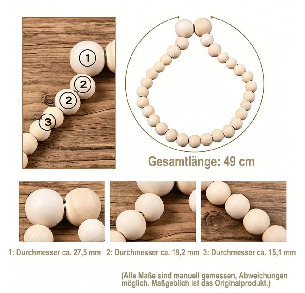 Agger Magnetische Vorhanghalter 2-tlg. Raffhalter mit Holzperlen