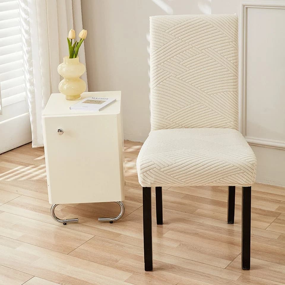 Agger Stuhlhusse Stretch Beige Polyester Stuhlbezug