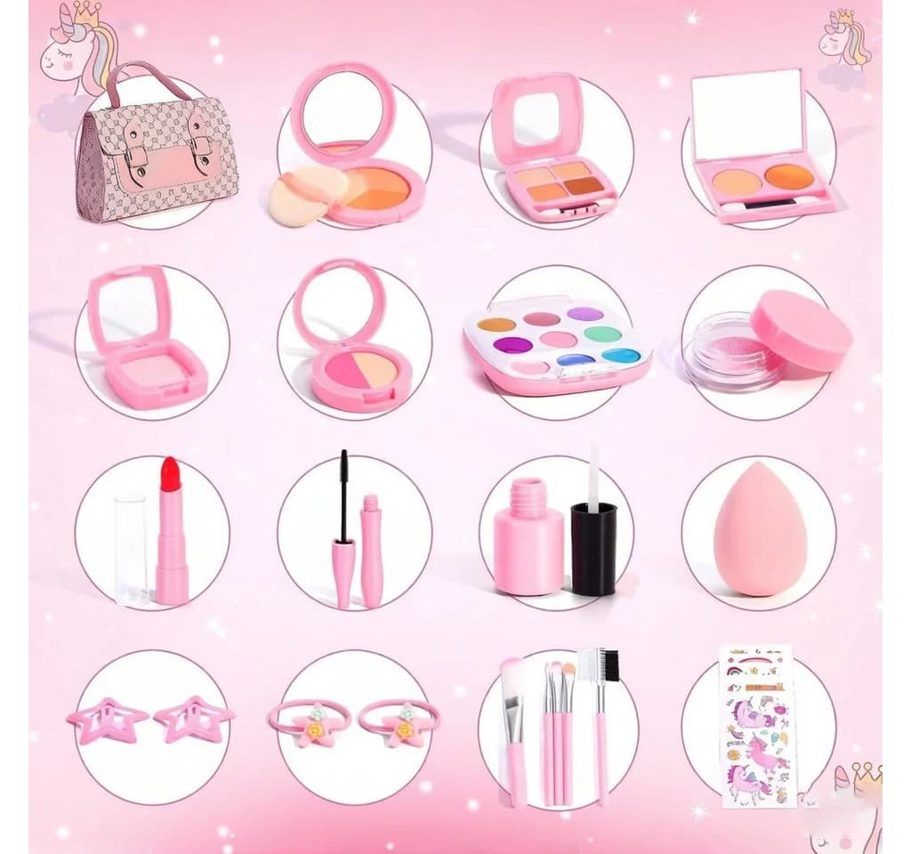 CLTYQ Kreativset Kinder Handtasche Set mit Zubehör und Spiel-Make-up Rosa