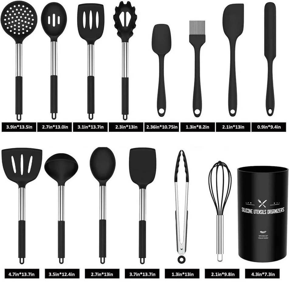 Zyronn Kochbesteck-Set 15-tlg. Silikon mit Edelstahlgriff