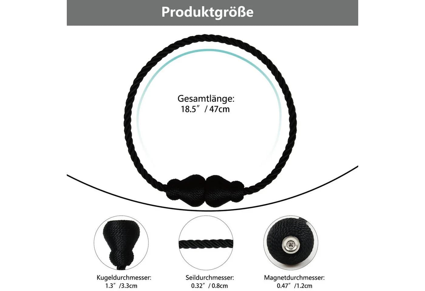 Agger Magnetische Raffhalter 2-tlg. Schwarz Verstellbar