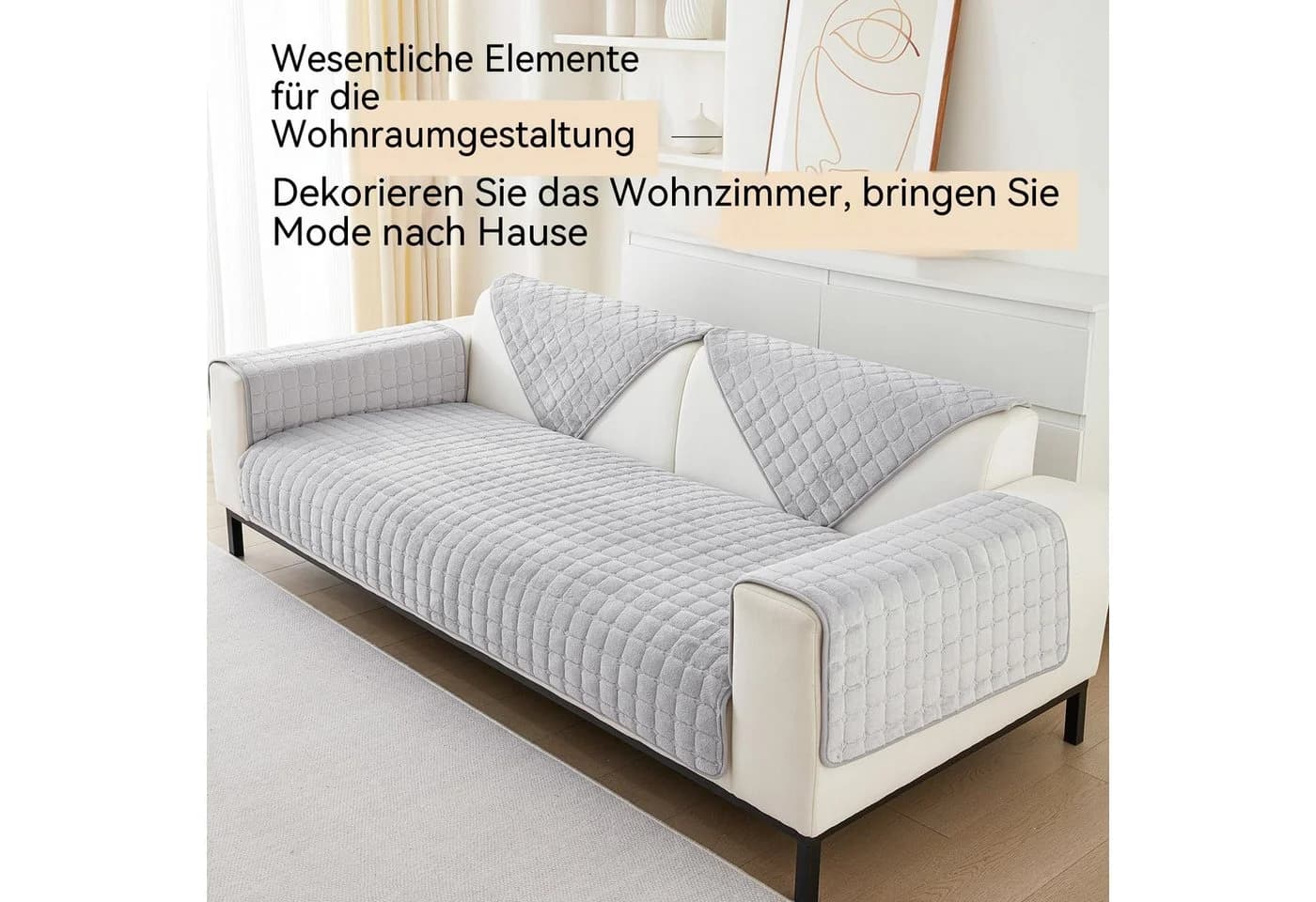 Zyronn Sofaschoner Hellgrau Flanell Waschen L-Form