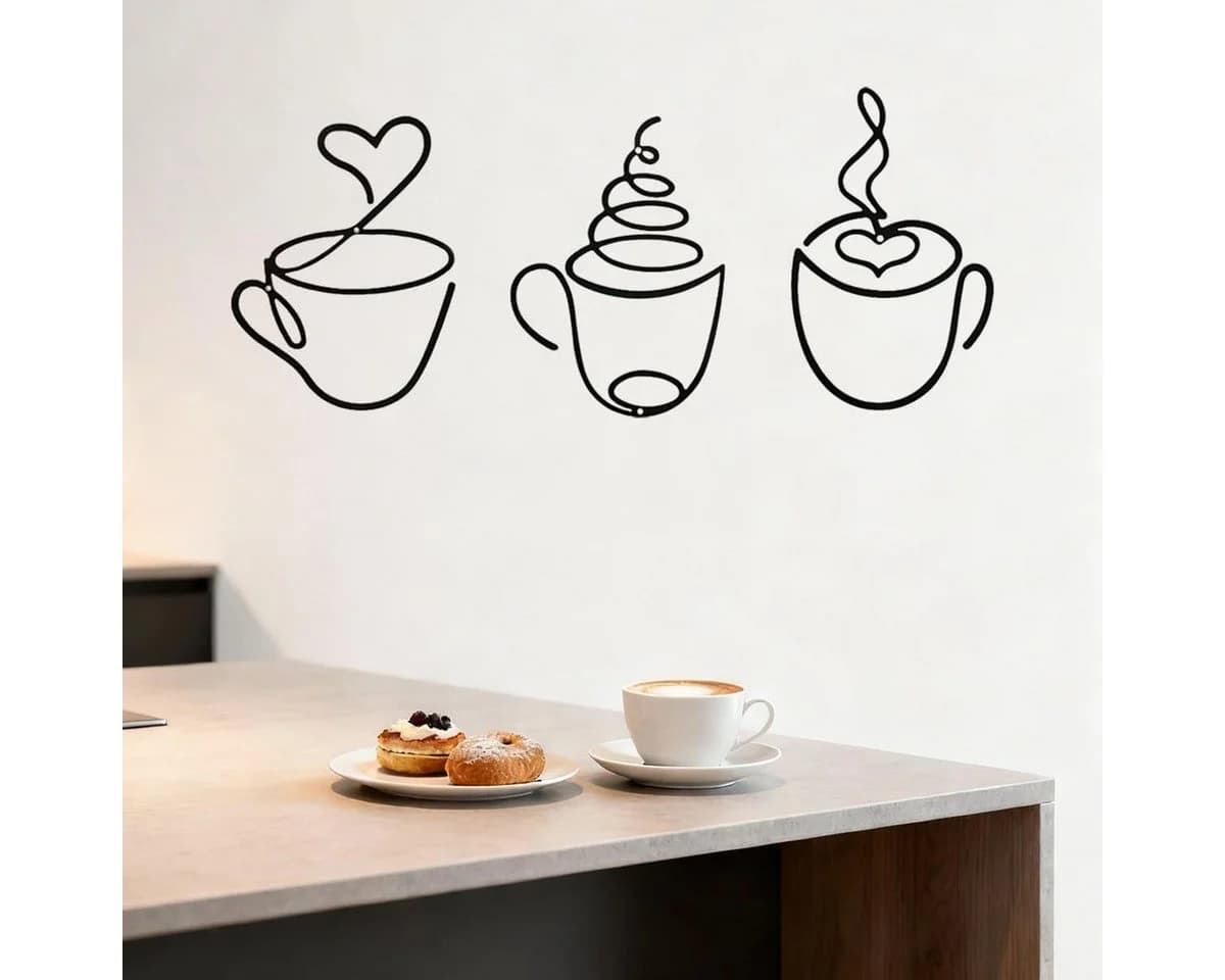 Agger 3er Set Wanddeko Metall Schwarz Kaffeetasse