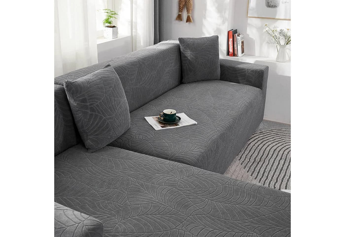 Zyronn Elastischer Sofabezug Grau Modern