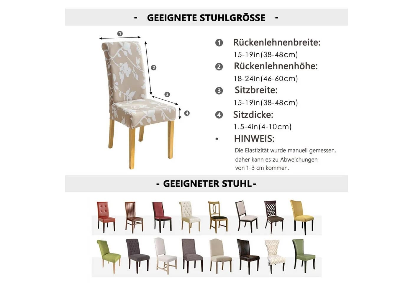 Agger Stuhlhusse 4/6er Set Stretch Stuhlbezug Modernes Muster Abnehmbar