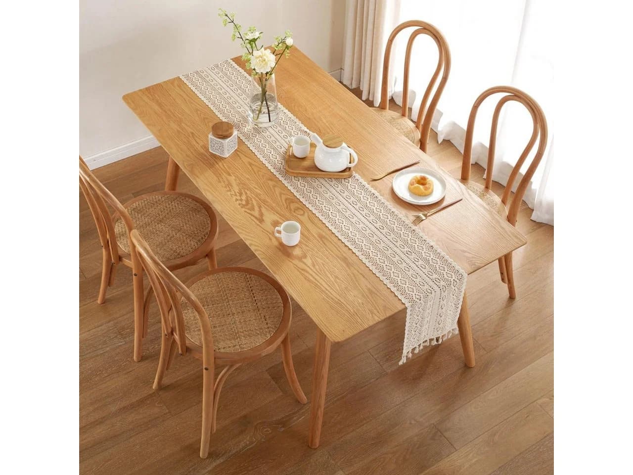 Agger Tischläufer Boho Vintage Beige mit Fransen