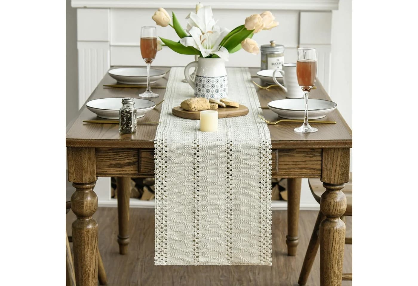 Agger Tischläufer Landhausstil Beige 30x140 cm