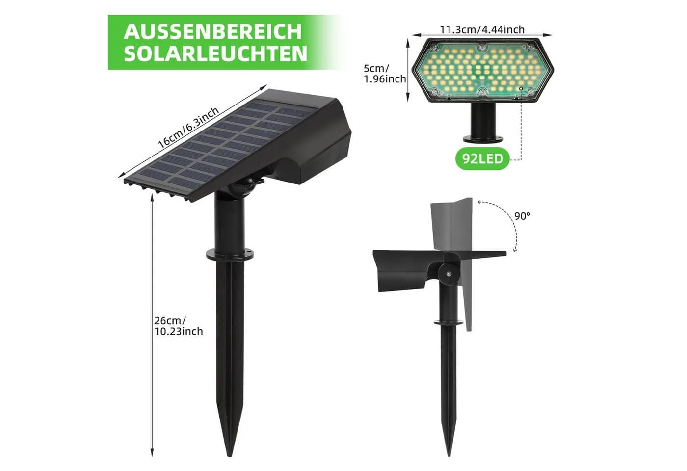 QUBEBU LED Solarstrahler mit dualer Farbtemperatur und IP65