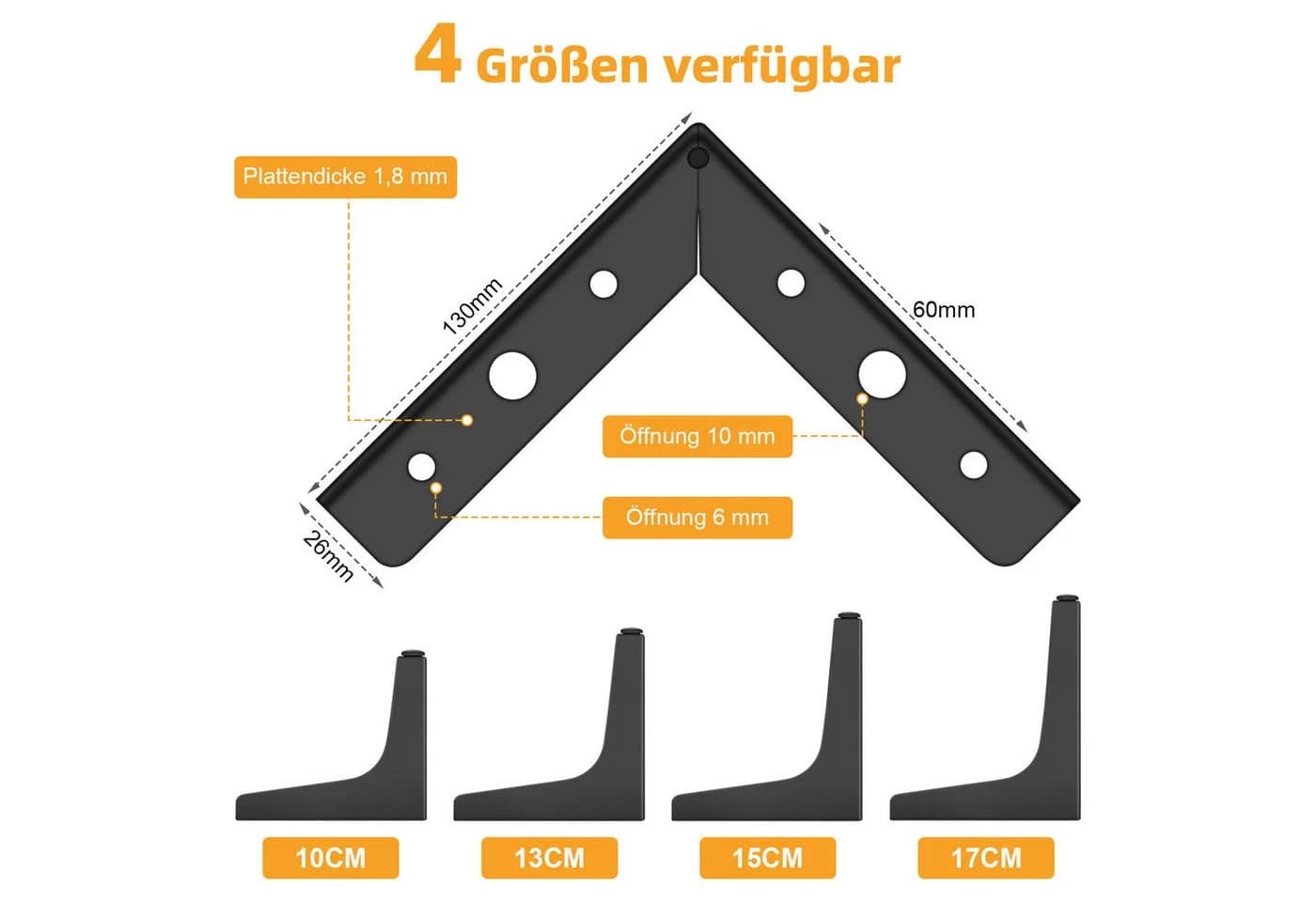 QUBEBU Möbelfuß 8X Möbelfüße Schrankfuß Füße Sockelfüße Sofafuß Möbelbeine Schwarz