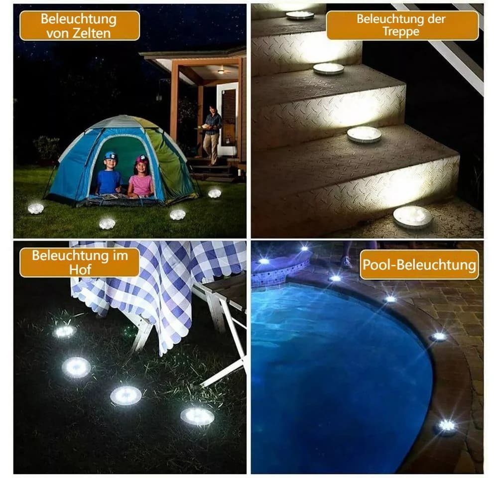 QUBEBU LED Solarleuchte 20 LEDs Solar Gartenleuchte