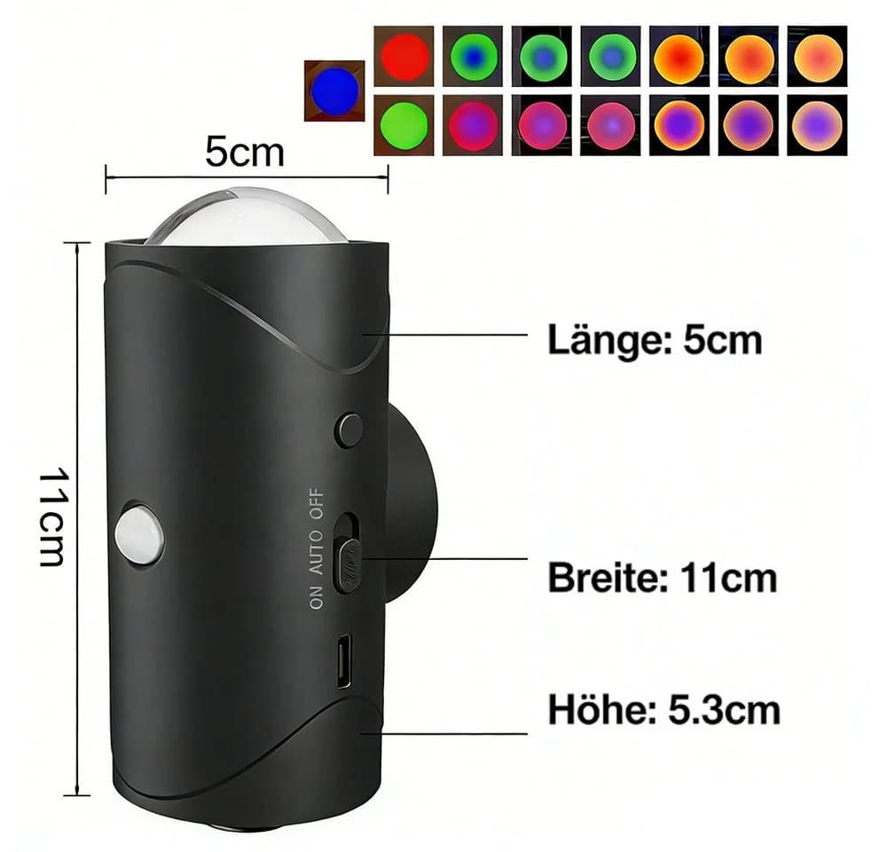 PRIISF LED Würfel Wandleuchte Schwarz Bewegungsmelder USB-C