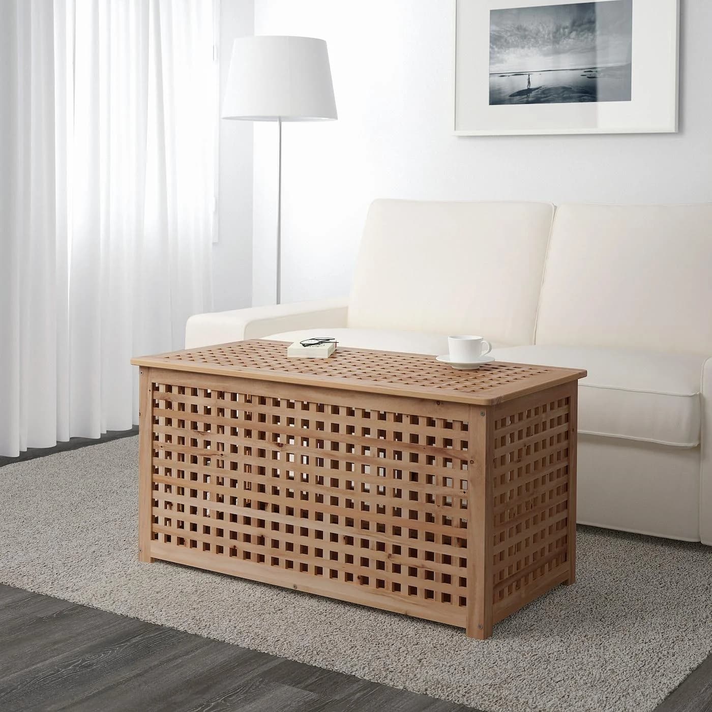 IKEA HOL Aufbewahrungstisch Massivholz mit Stauraum