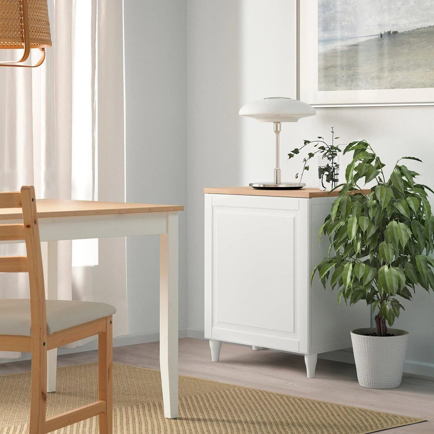 IKEA BESTÅ Regal mit Tür Weiß Eichenfurnier