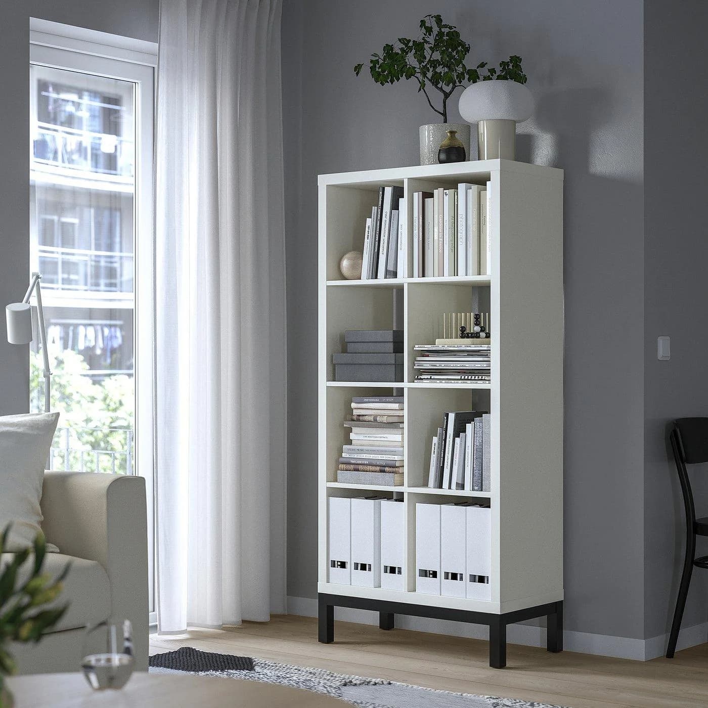 IKEA KALLAX Regal mit Untergestell Schwarz/Weiß