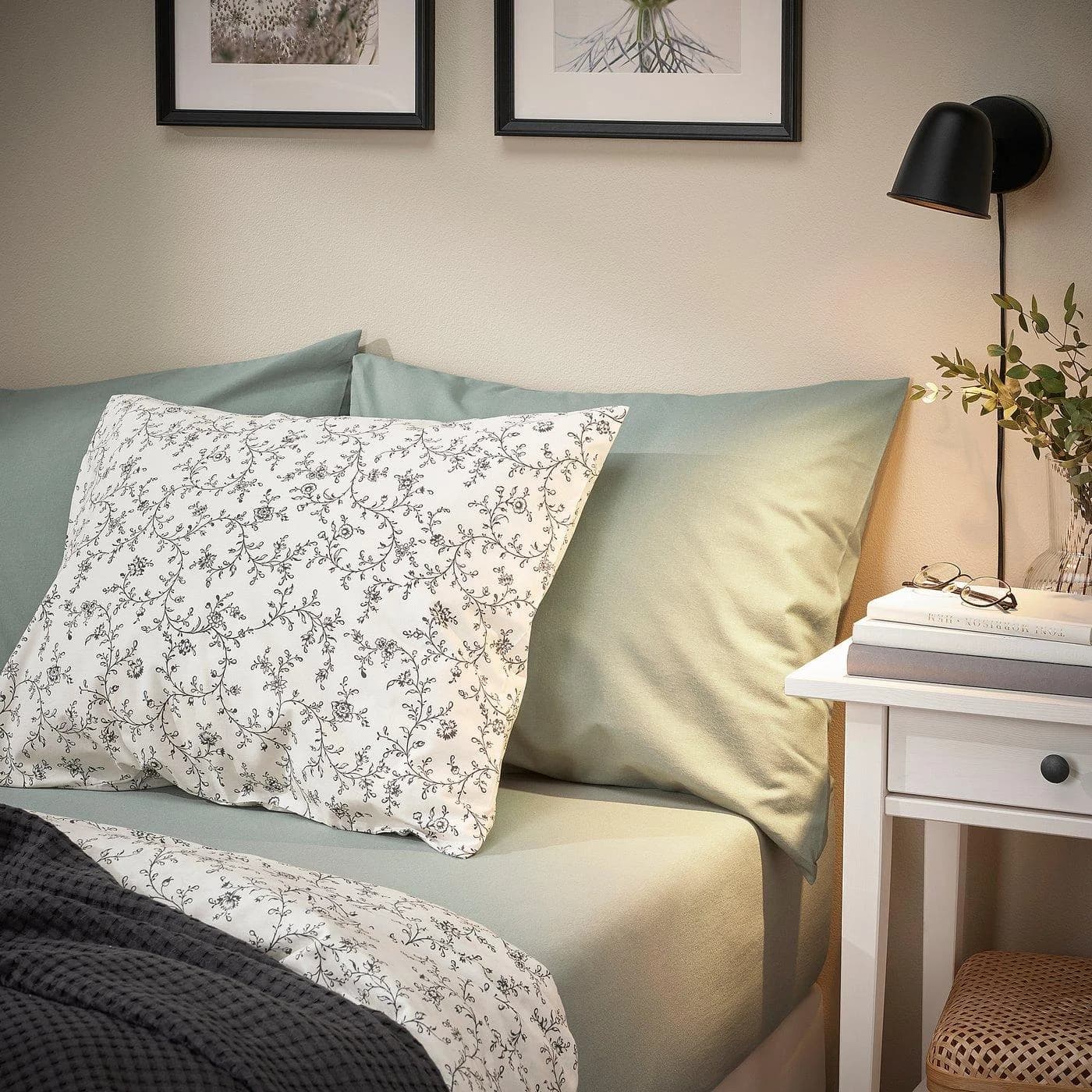 IKEA VÅRVIAL Spannbettlaken Dunkelgrün 100% Baumwolle Jersey