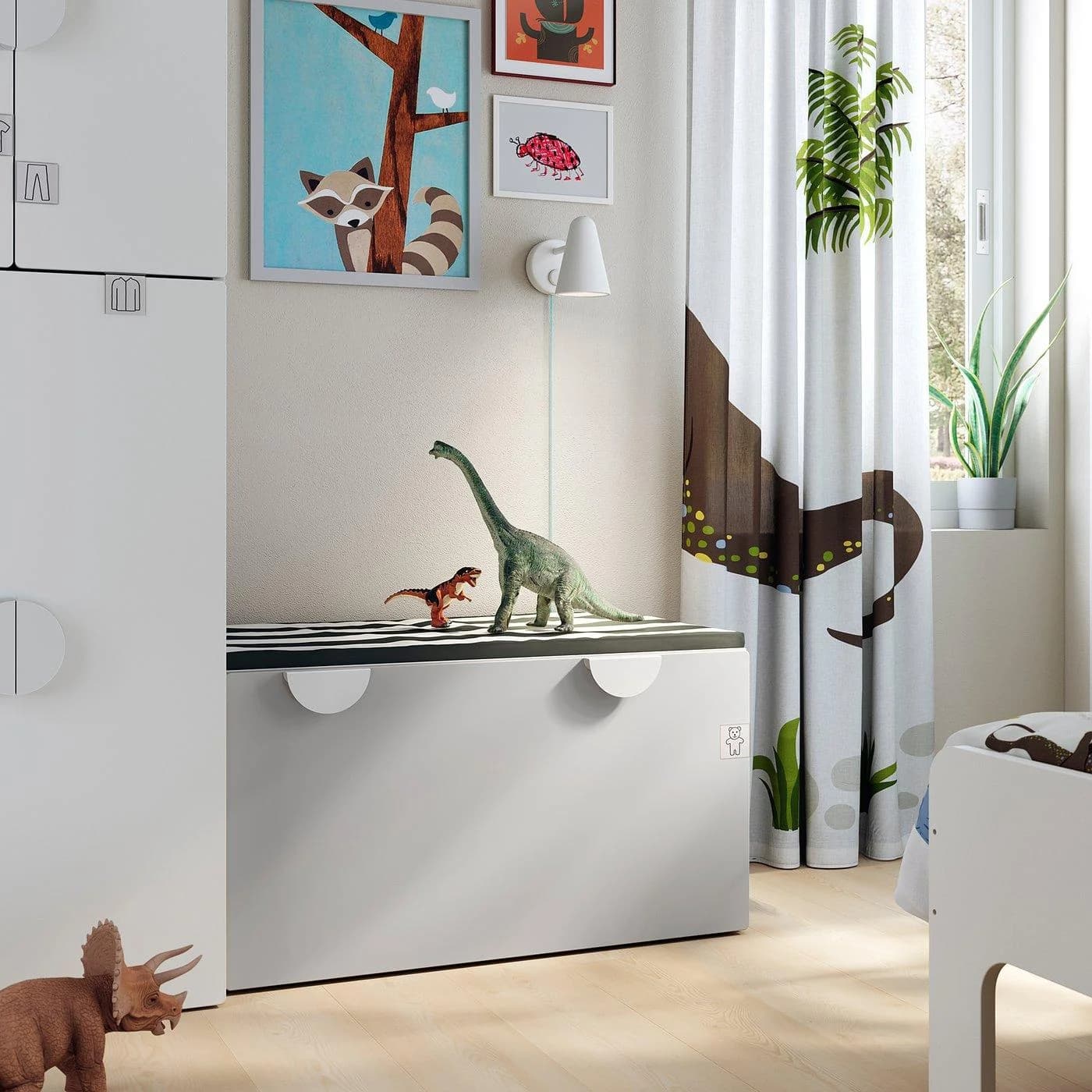 IKEA SMÅSTAD Bank mit Kasten Weiß Grau