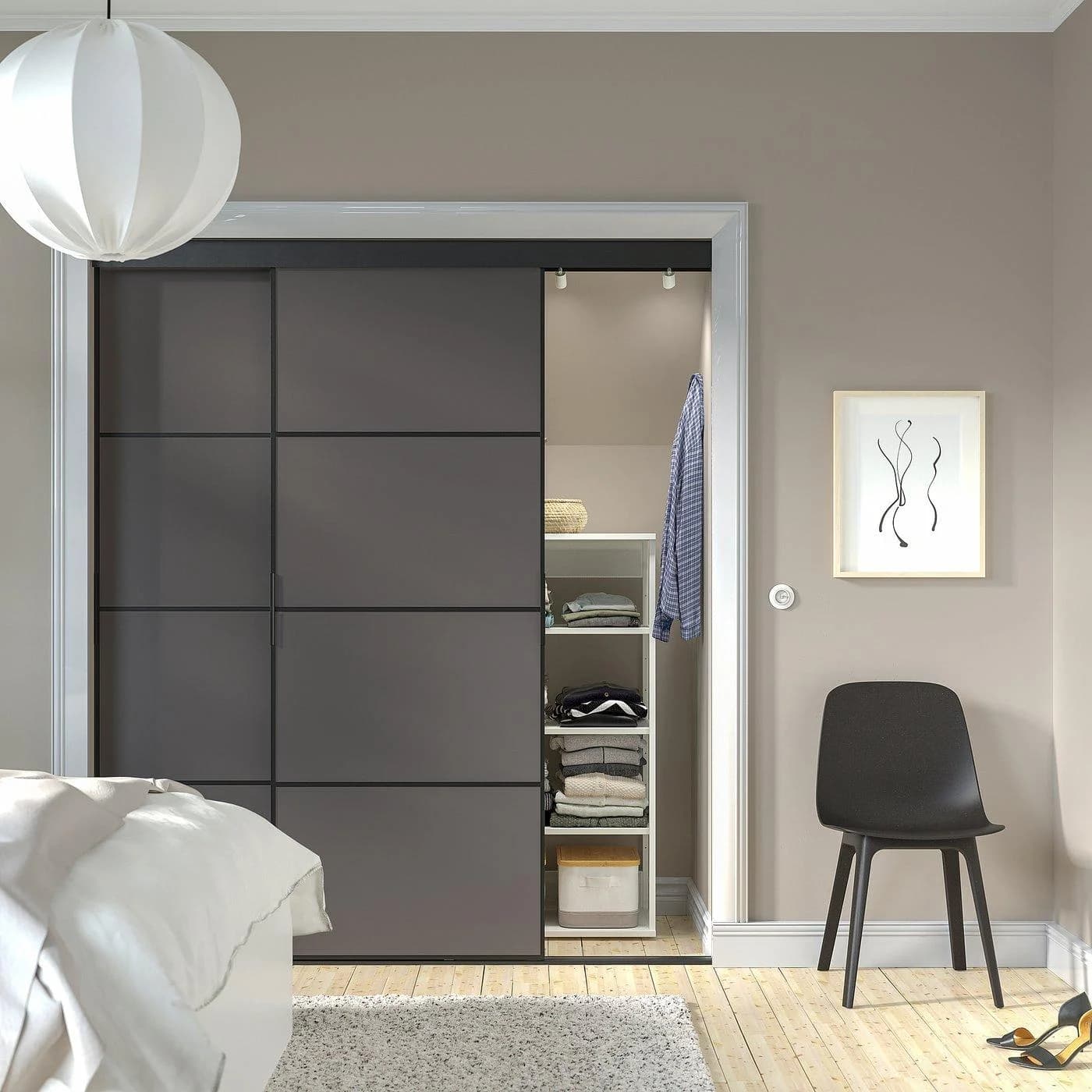IKEA SKYTTA / MEHAMN Schiebetür-Kombination Schwarz/Dunkelgrau