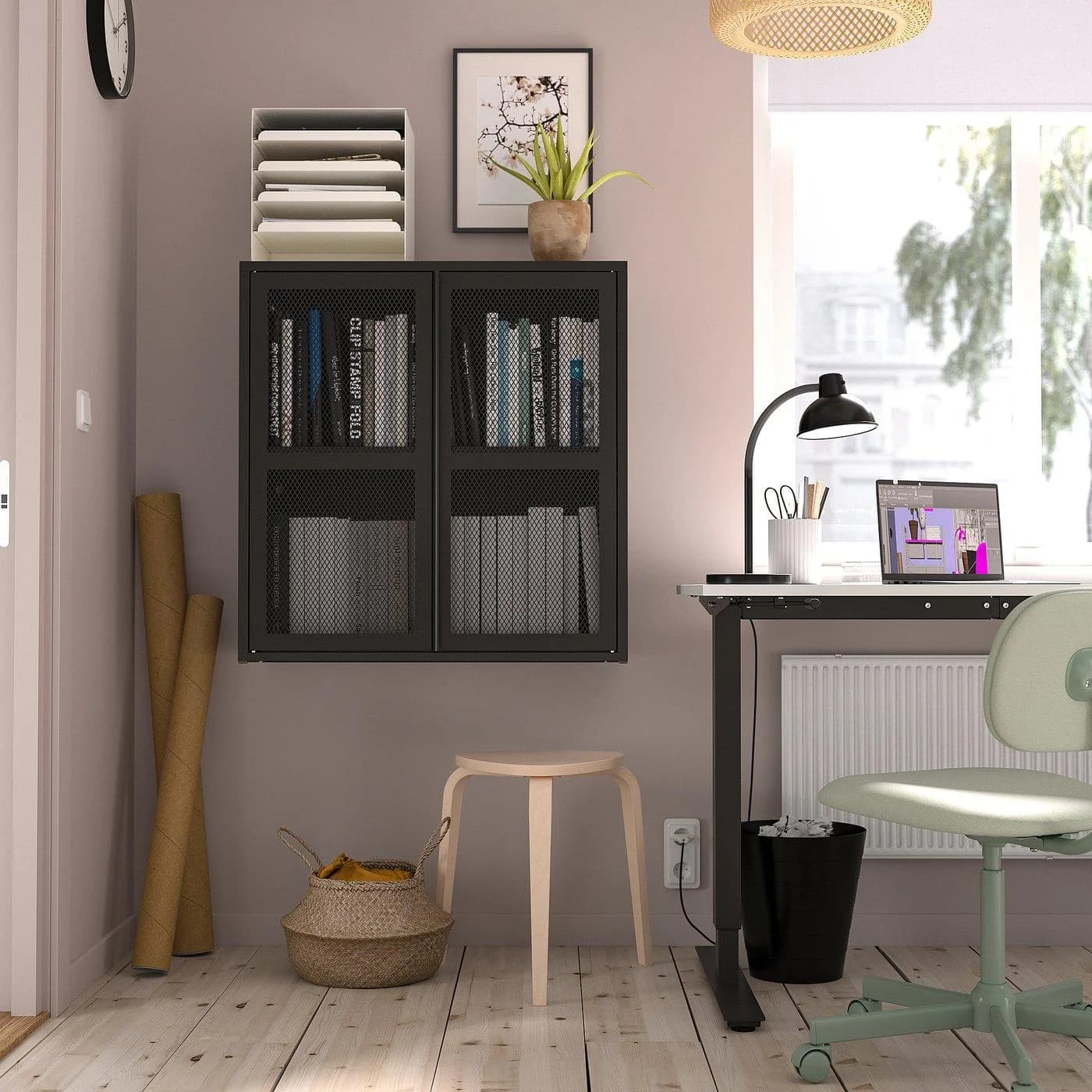 IKEA IVAR Schrank mit Türen Schwarz Gittertür