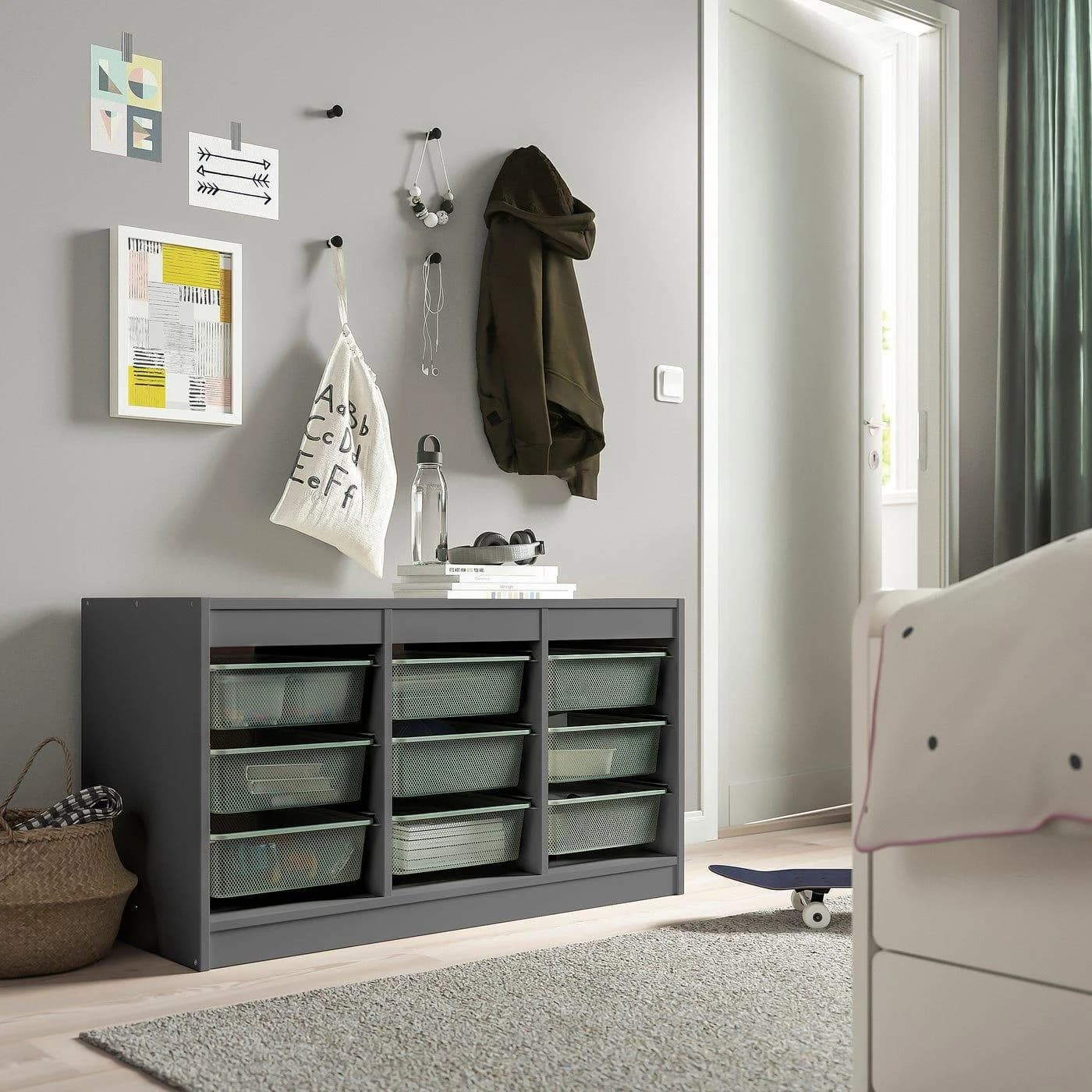 IKEA TROFAST Aufbewahrung mit Boxen Grau
