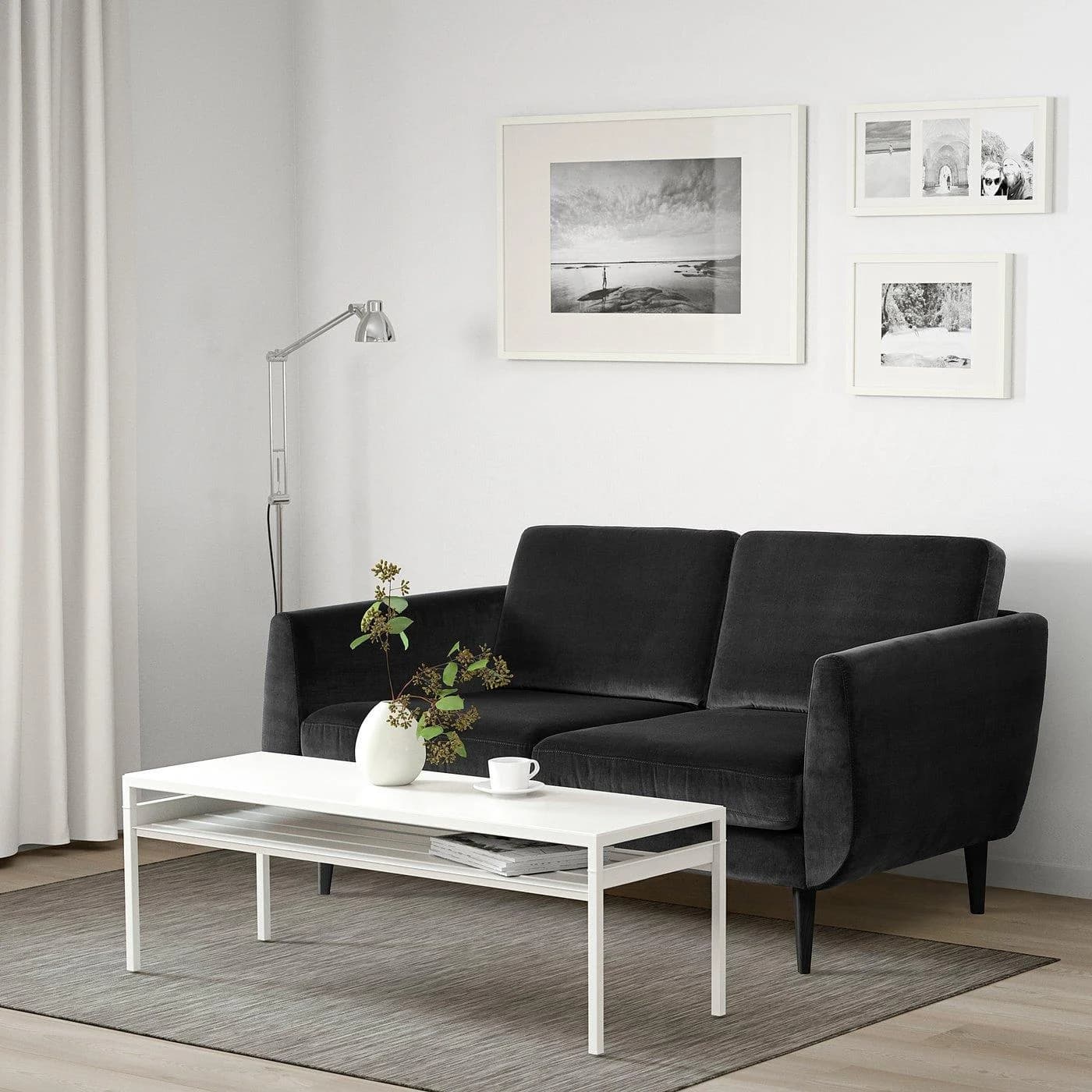 IKEA SMEDSTORP 2er-Sofa Dunkelgrau Schwarz Retro