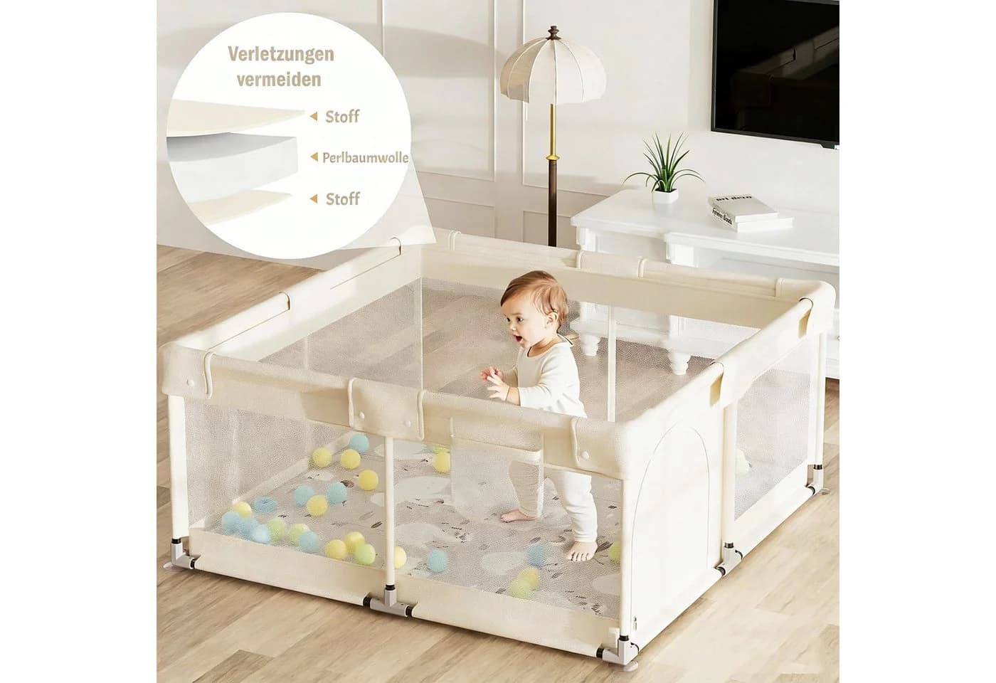 MC Star Laufstall Baby 120 x 120 cm Netzdesign