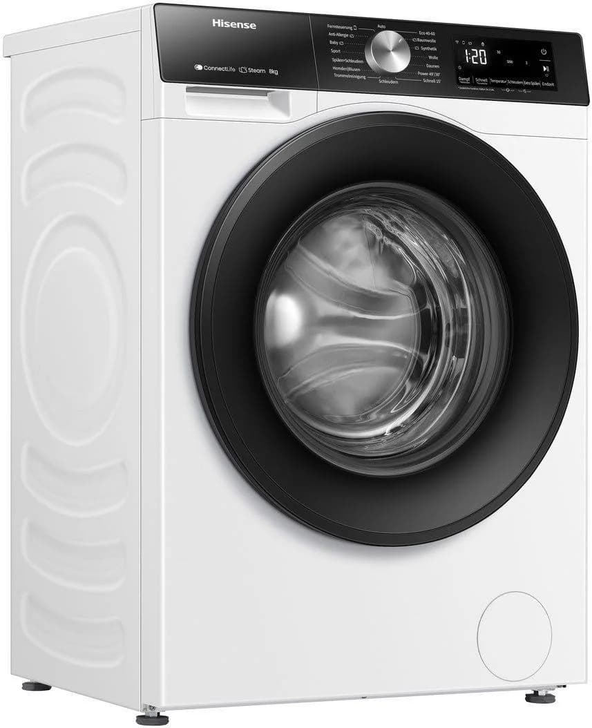 HISENSE Waschmaschine WF3S8043B Weiß Schwarz Dampffunktion Wifi