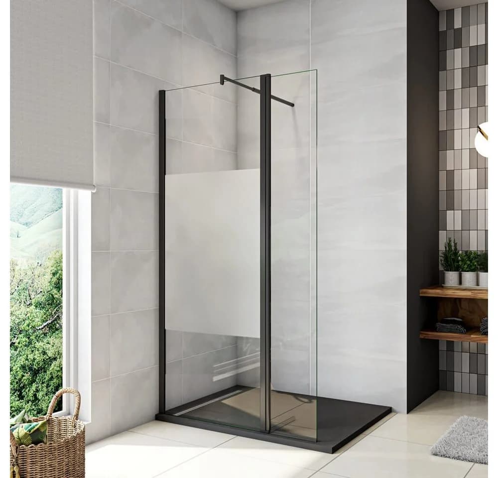 duschspa Duschwand 200cm mit Flipper-Panel und Sicherheitsglas
