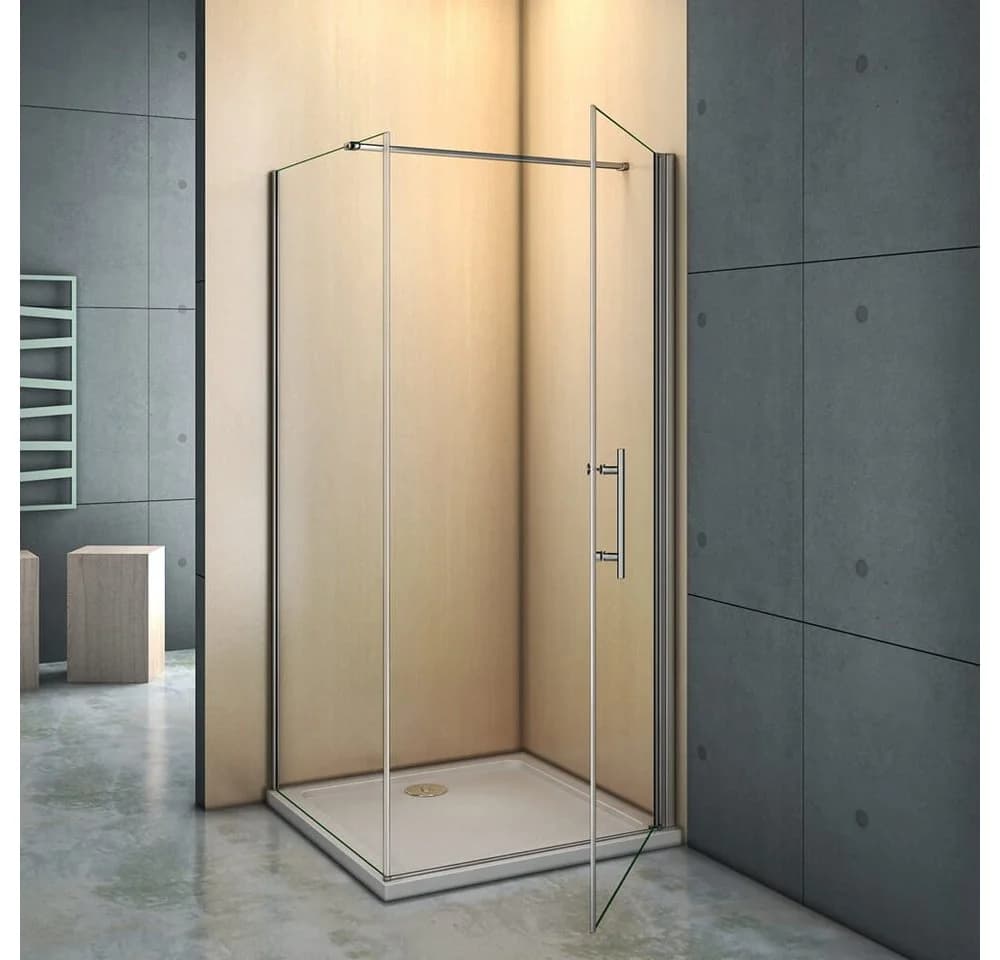 duschspa Eckdusche Schwingtür mit Seitenwand 80x70 cm ESG Glas