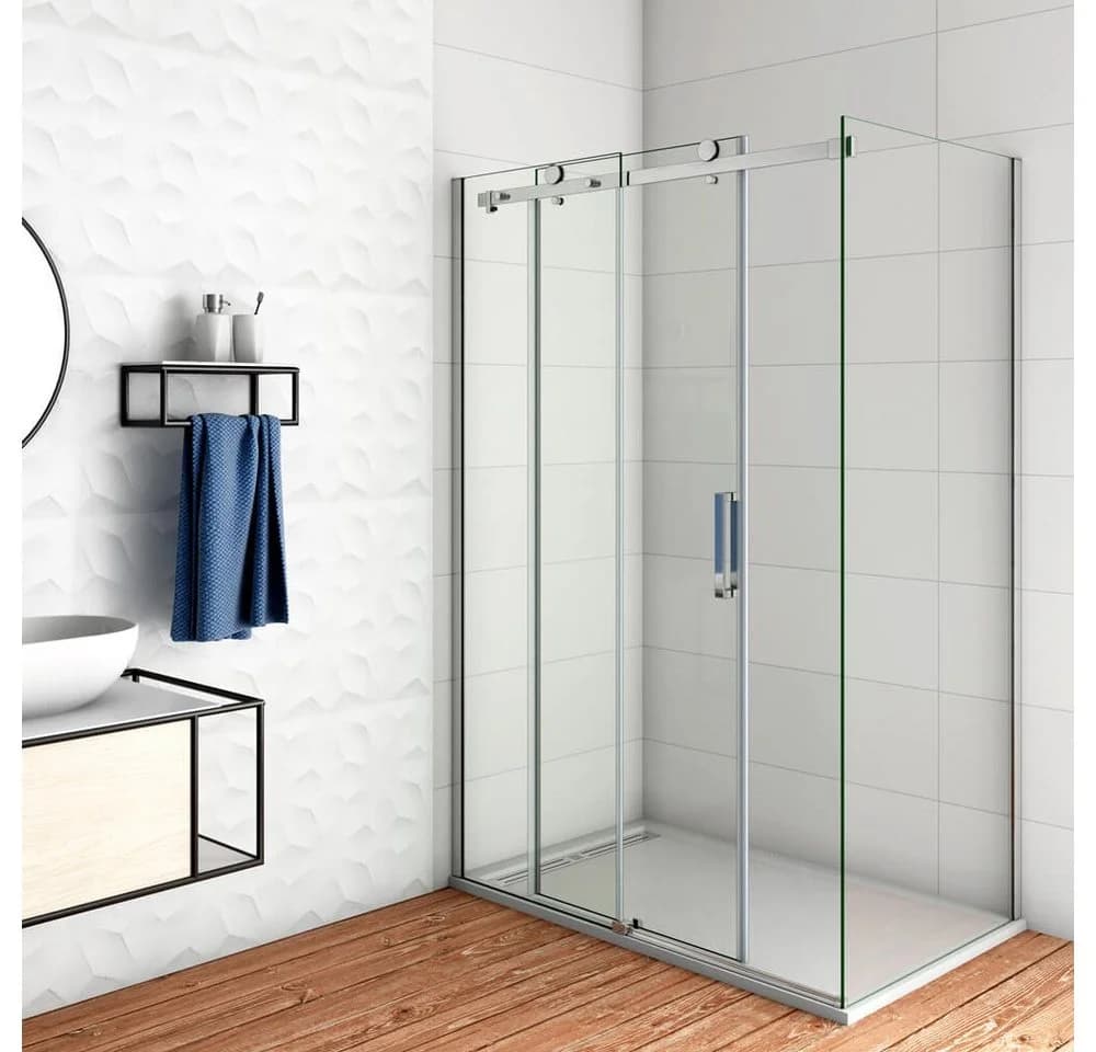 duschspa Eckdusche 8mm NANO Glas Schiebetür mit Seitenwand