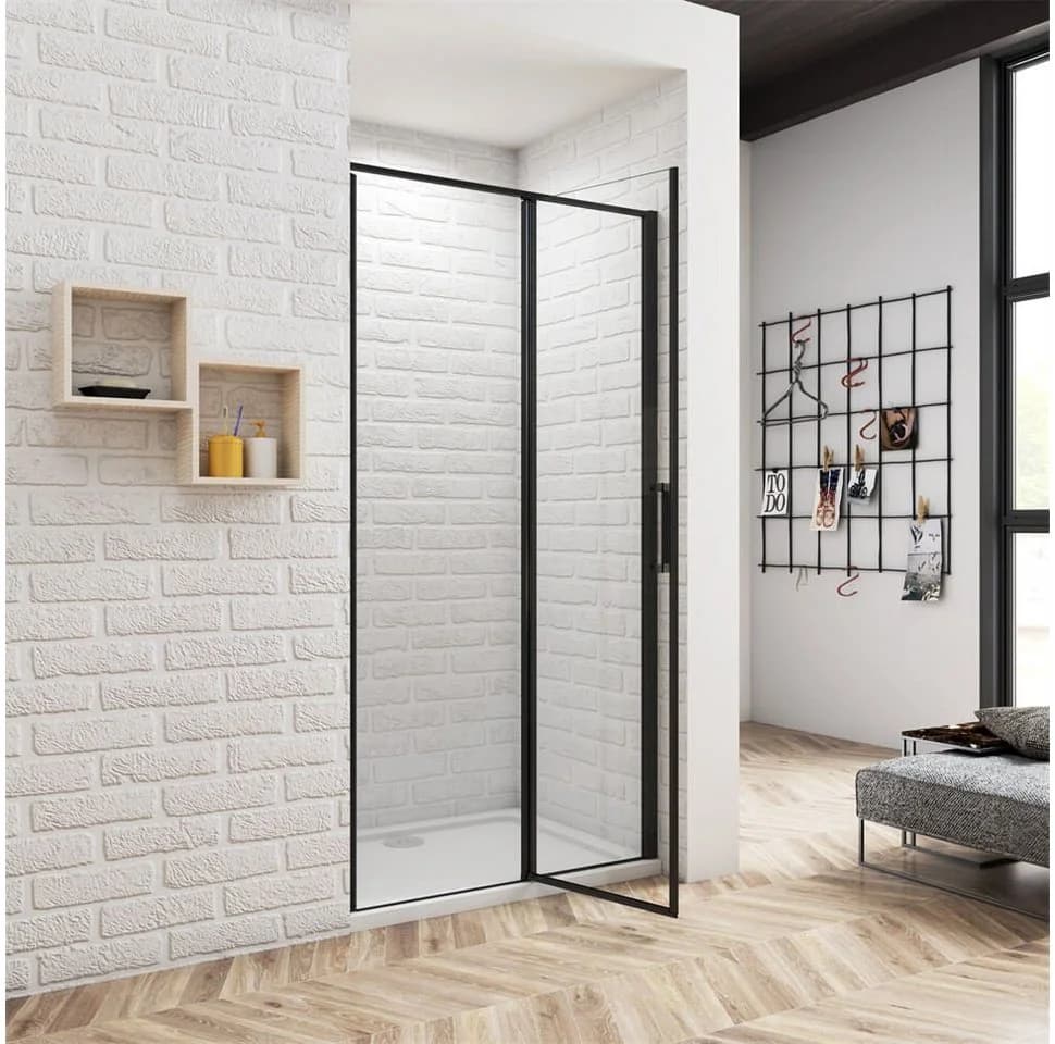 duschspa Dusch-Drehtür 6mm ESG Nano Glas Schwarz Aluminium
