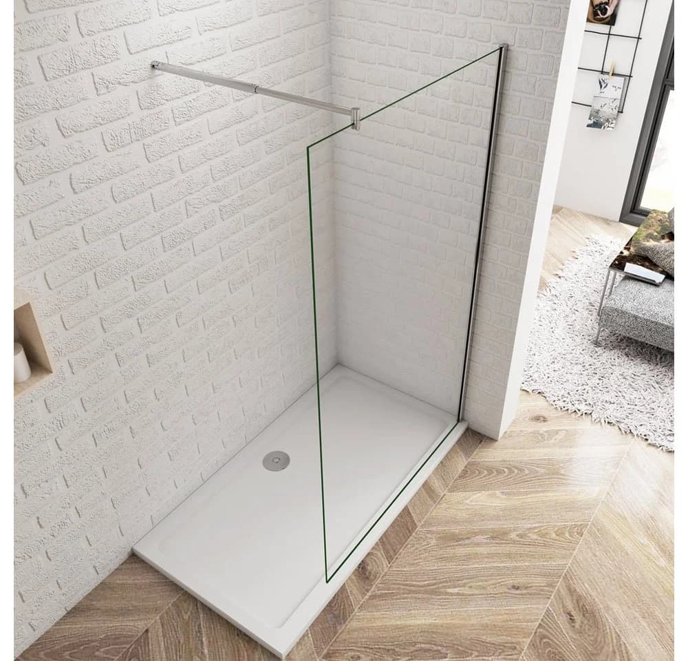 duschspa Duschwand 200cm ESG Glas Aluminiumrahmen