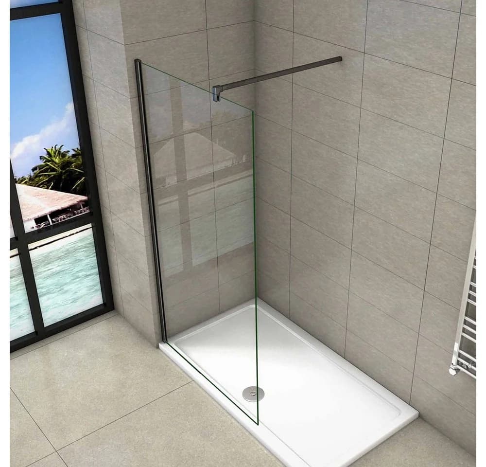duschspa Duschwand 10mm ESG Nano Glas Schwarz Modern
