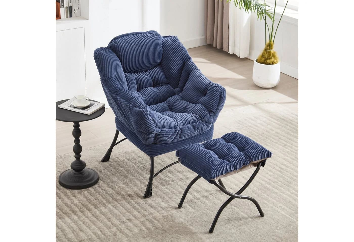 LVHOM Loungesessel Relaxsessel mit Hocker Blau