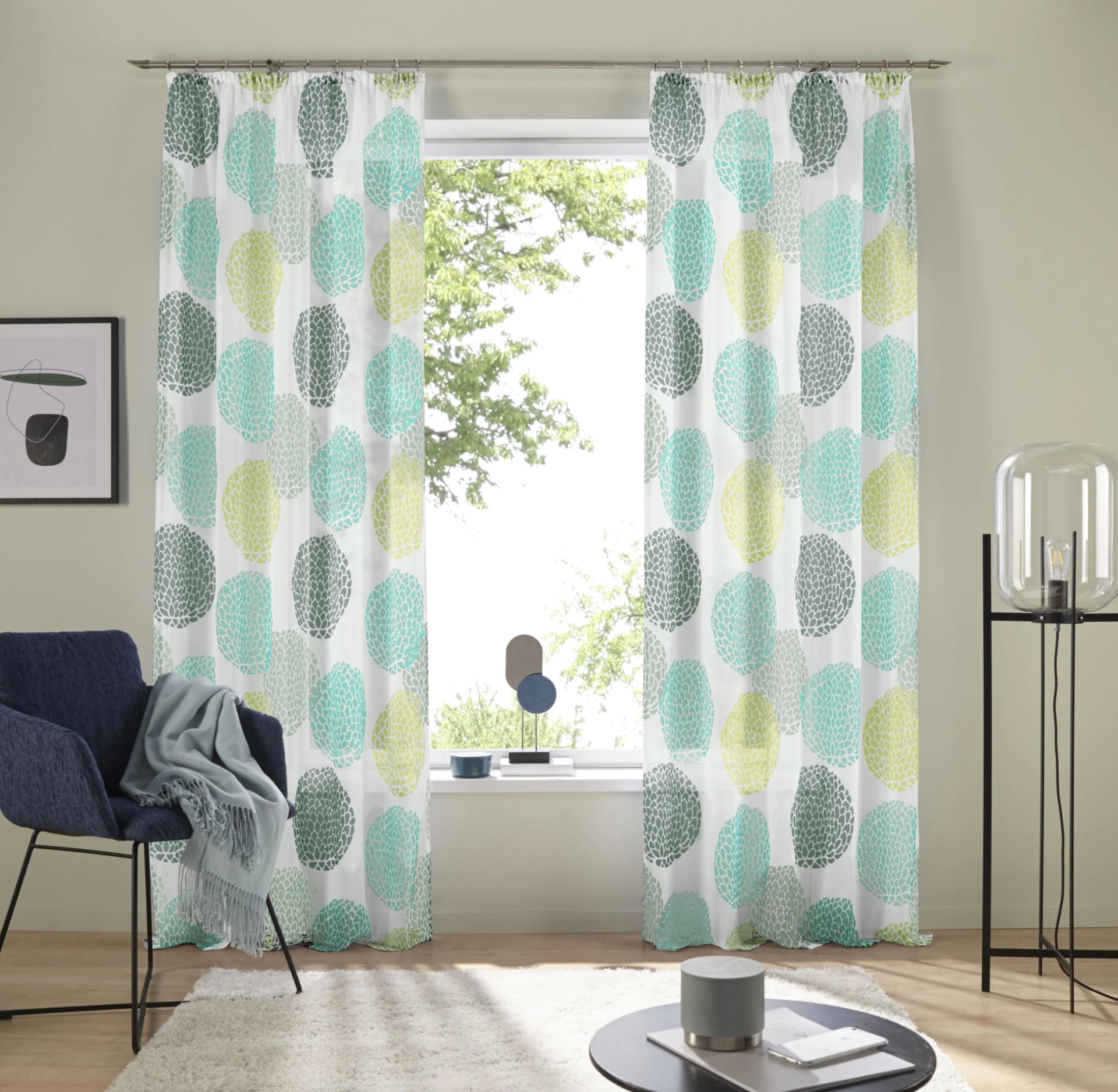 OTTO HOME Gardine Belem Grün Kreis-Motiv