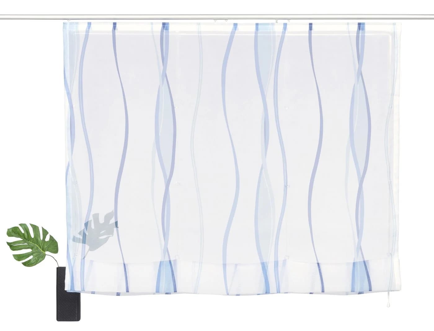 OTTO HOME Raffrollo Dimona Weiß/Blau Voile Wellenmuster