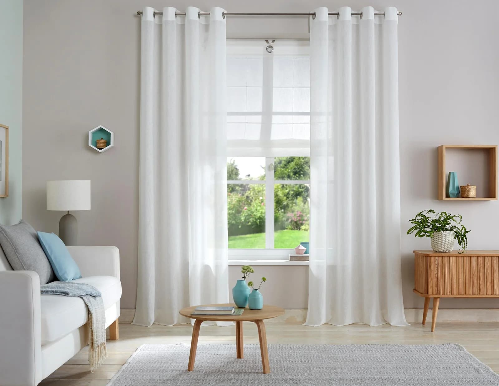 Gardine MY HOME "Fiete" Gr. 4, beige, Leinen Optik