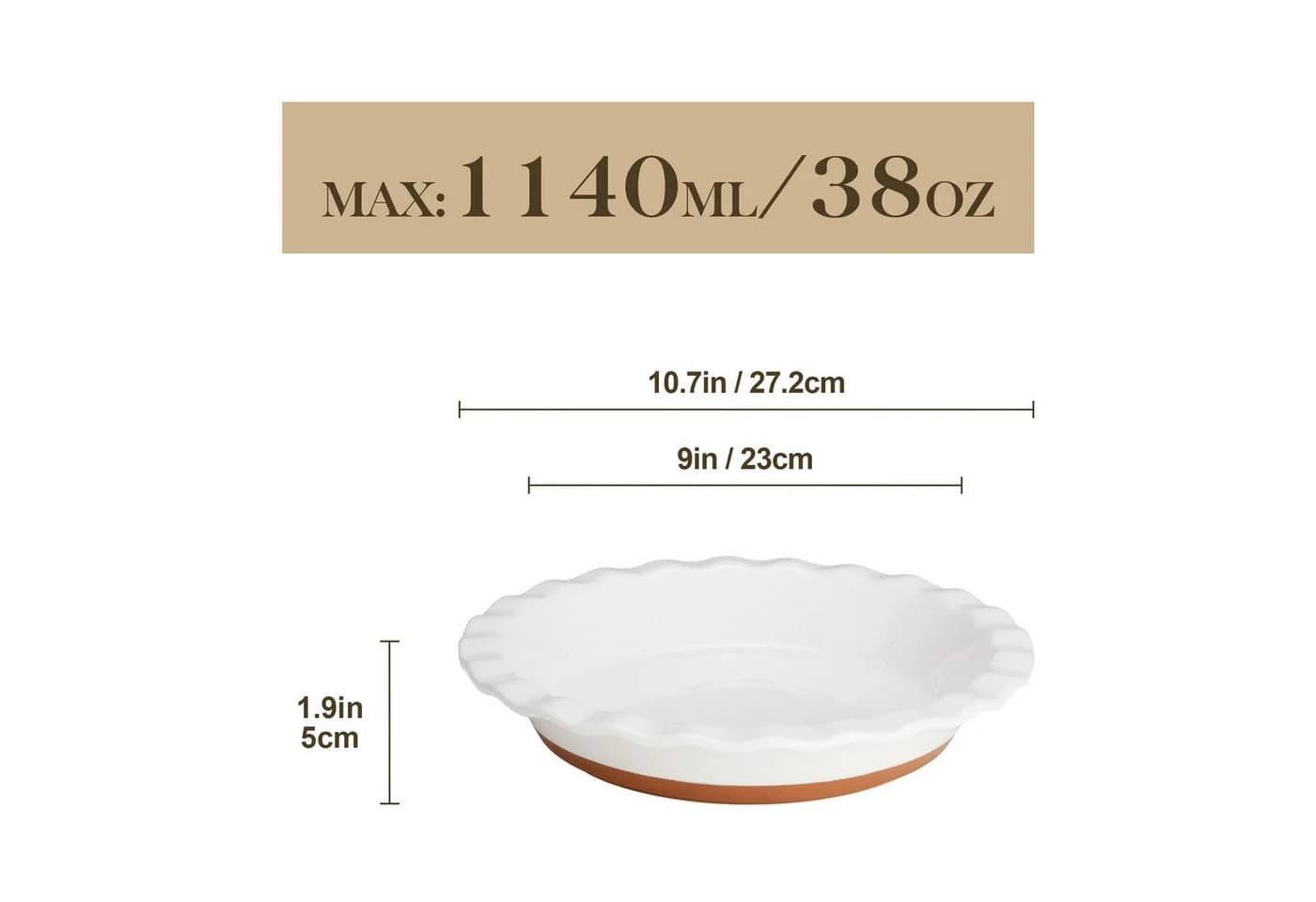 MALACASA Tarteform TARA Steingut Backform Weiß Khaki