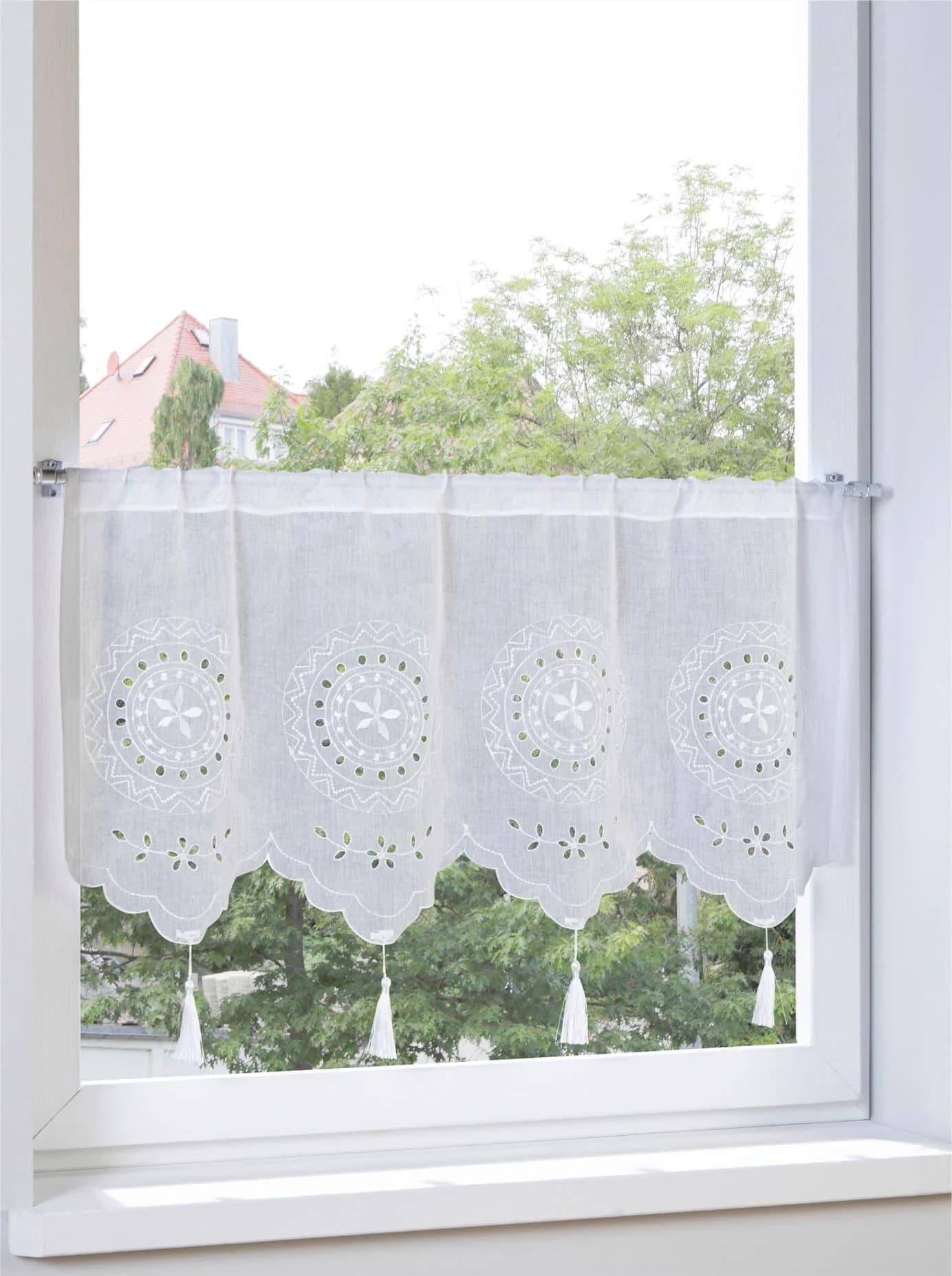 Scheibengardine HEINE HOME Gr. 3 Weiß Polyester