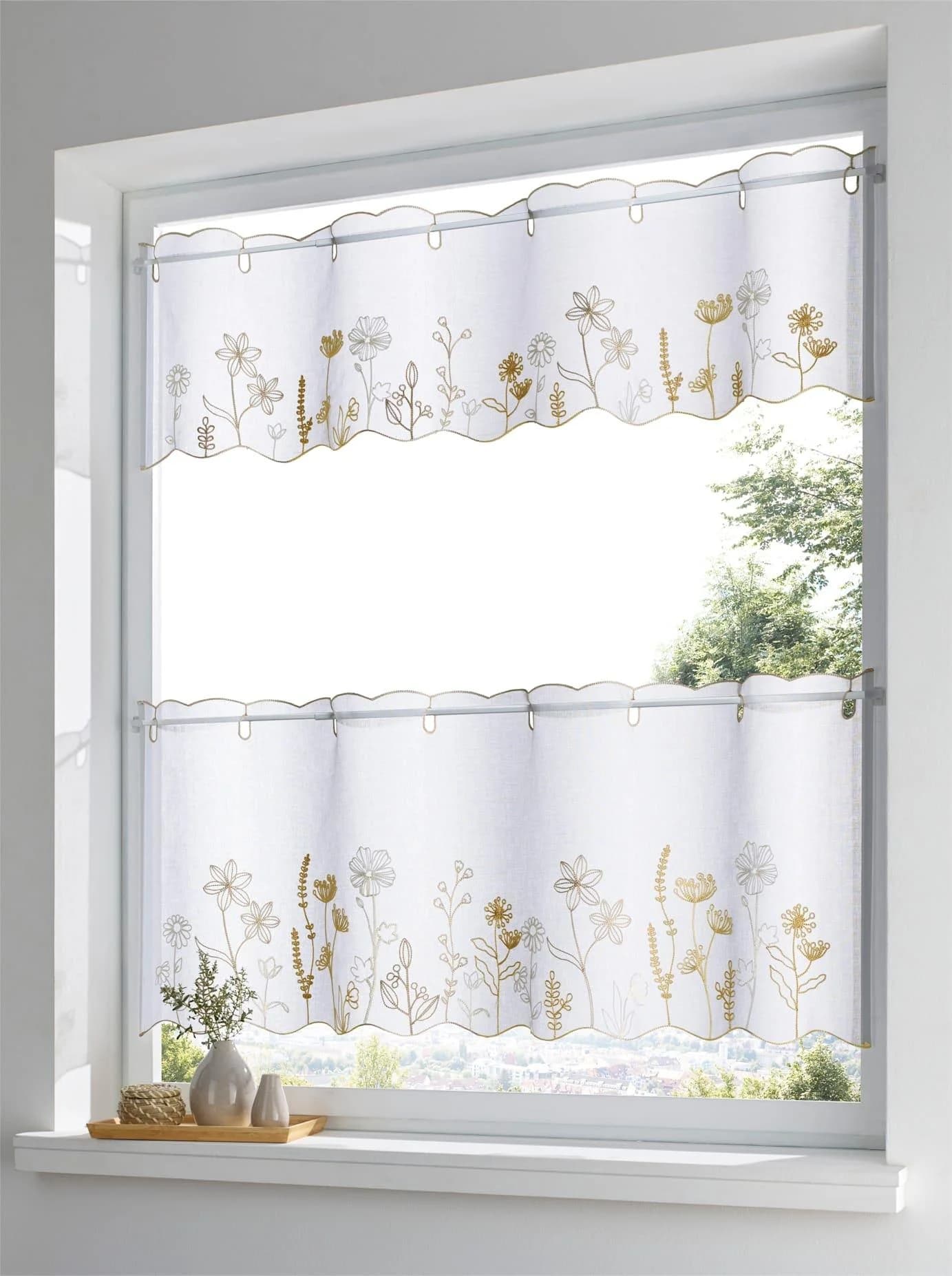 HEINE HOME Querbehang Scheibengardine weiß-beige Polyester